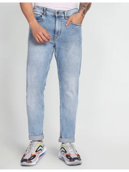 Flying Machine - Men Blue Cotton Solid Slim Jeans