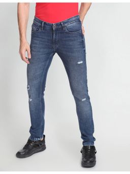 Flying Machine - Men Blue Cotton Solid Skinny Jeans