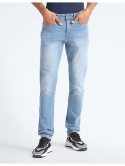 Flying Machine - Men Blue Cotton Solid Slim Jeans