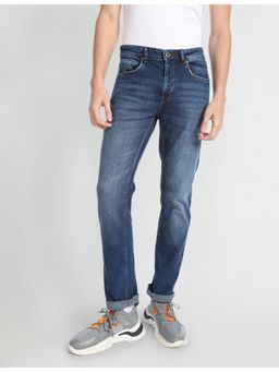 Flying Machine - Men Blue Cotton Solid Slim Jeans