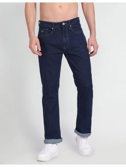 Flying Machine - Men Blue Cotton Solid Straight Jeans