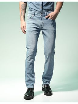 Flying Machine - Men Blue Cotton Solid Slim Jeans