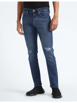 Flying Machine - Men Blue Cotton Solid Slim Jeans