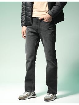 Flying Machine - Men Black Cotton Solid Straight Jeans