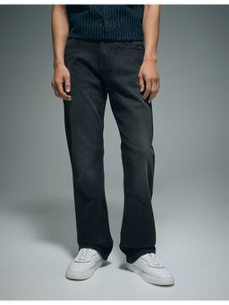 Flying Machine - Men Black Cotton Solid Boot Cut Jeans