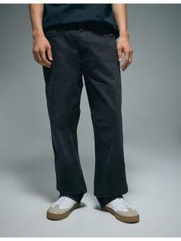 Flying Machine - Men Black Cotton Solid Straight Jeans