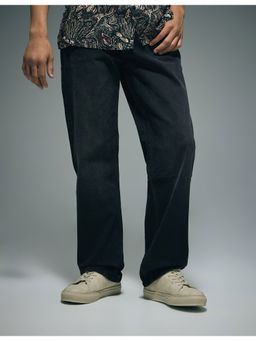 Flying Machine - Men Black Cotton Solid Straight Jeans