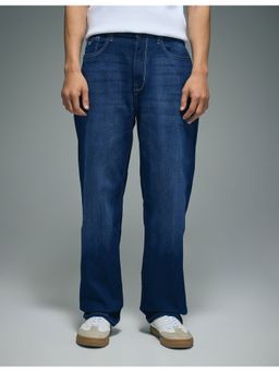 Flying Machine - Men Blue Cotton Solid Straight Jeans