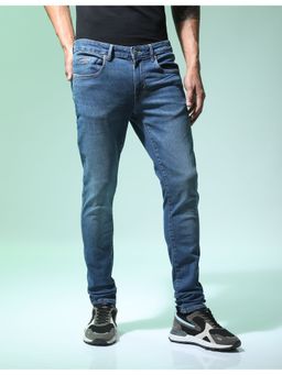 Flying Machine - Men Blue Cotton Solid Skinny Jeans