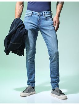 Flying Machine - Men Blue Cotton Solid Skinny Jeans