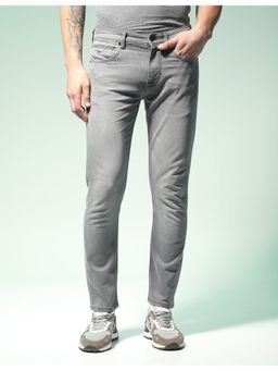 Flying Machine - Men Grey Cotton Solid Slim Jeans