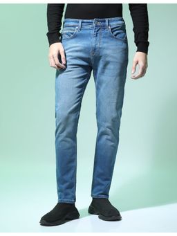 Flying Machine - Men Blue Cotton Solid Slim Jeans