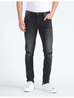Flying Machine - Men Black Cotton Solid Skinny Jeans