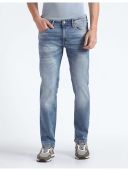 Flying Machine - Men Blue Cotton Solid Slim Jeans