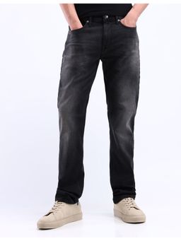 Flying Machine - Men Black Cotton Solid Straight Jeans