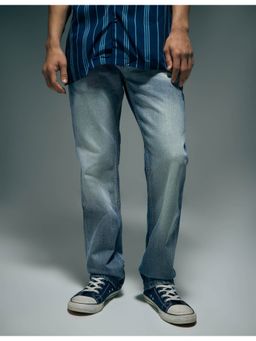Flying Machine - Men Blue Cotton Solid Straight Jeans