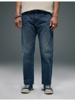 Flying Machine - Men Blue Cotton Solid Straight Jeans