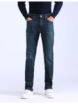Flying Machine - Men Blue Cotton Solid Slim Jeans