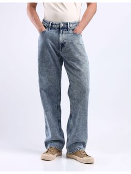 Flying Machine - Men Blue Cotton Solid Straight Jeans