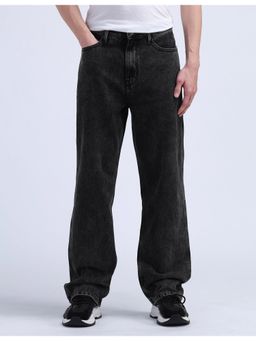 Flying Machine - Men Black Cotton Solid Straight Jeans
