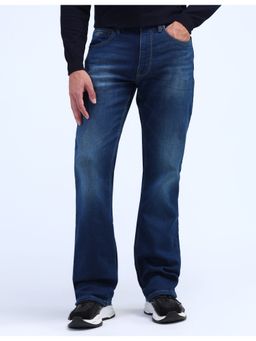Flying Machine - Men Blue Cotton Solid Boot Cut Jeans
