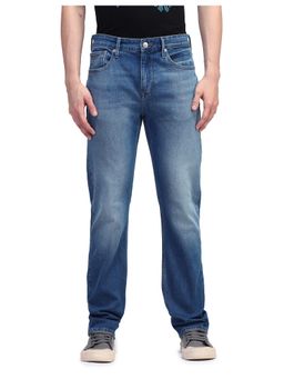 Flying Machine - Men Blue Cotton Solid Straight Jeans