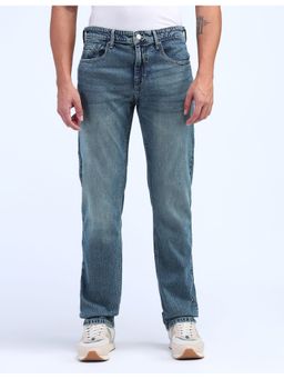 Flying Machine - Men Blue Cotton Solid Straight Jeans