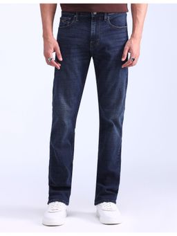 Flying Machine - Men Blue Cotton Solid Straight Jeans