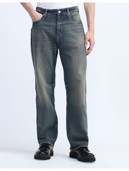 Flying Machine - Men Blue Cotton Solid Straight Jeans