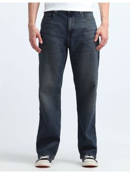 Flying Machine - Men Blue Cotton Solid Straight Jeans