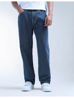 Flying Machine - Men Blue Cotton Solid Straight Jeans