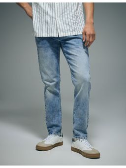Flying Machine - Men Blue Cotton Solid Slim Jeans