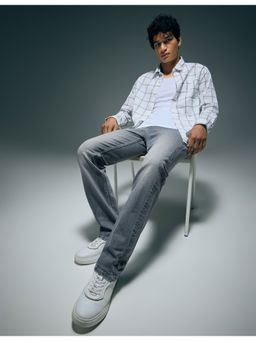 Flying Machine - Men Grey Cotton Solid Straight Jeans