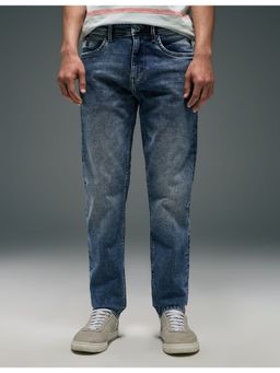 Flying Machine - Men Blue Cotton Solid Slim Jeans