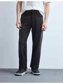 Flying Machine - Men Black Cotton Solid Straight Jeans