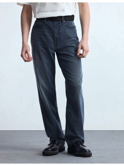 Flying Machine - Men Blue Cotton Solid Straight Jeans