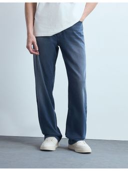 Flying Machine - Men Blue Cotton Solid Straight Jeans