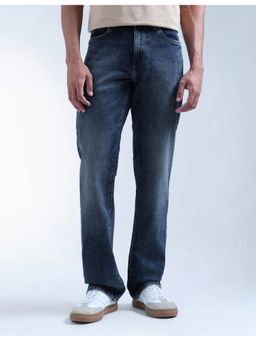 Flying Machine - Men Blue Cotton Solid Straight Jeans