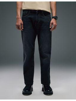 Flying Machine - Men Black Cotton Solid Straight Jeans