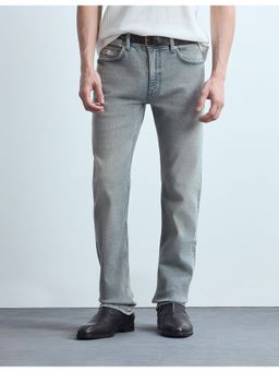 Flying Machine - Men Grey Cotton Solid Straight Jeans