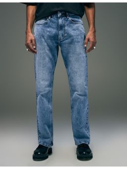 Flying Machine - Men Blue Cotton Solid Straight Jeans