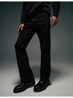 Flying Machine - Men Black Cotton Solid Straight Jeans