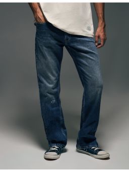 Flying Machine - Men Blue Cotton Solid Straight Jeans