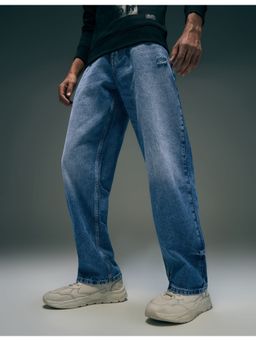 Flying Machine - Men Blue Cotton Solid Straight Jeans