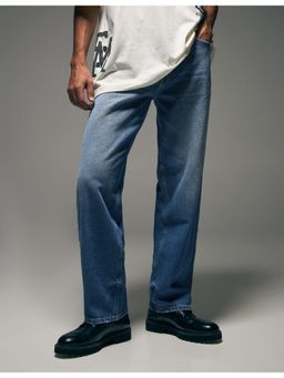 Flying Machine - Men Blue Cotton Solid Straight Jeans