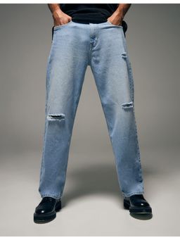 Flying Machine - Men Blue Cotton Solid Straight Jeans