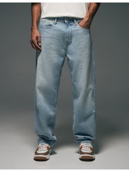 Flying Machine - Men Blue Cotton Solid Straight Jeans