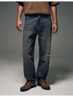 Flying Machine - Men Blue Cotton Solid Straight Jeans