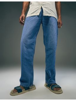 Flying Machine - Men Blue Cotton Solid Straight Jeans