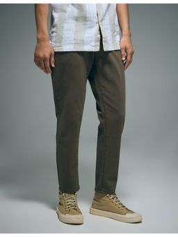 Flying Machine - Men Green Cotton Solid Straight Jeans